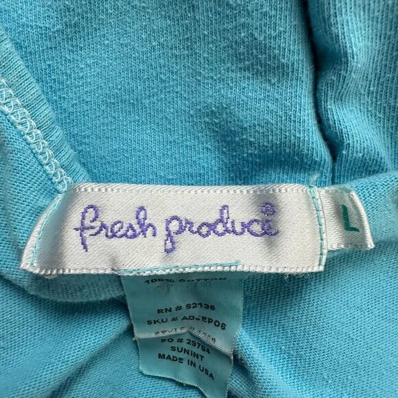 Fresh Produce Women's L Sleeveless Tank Dress Aqua Blue 100% Cotton Casual Basic - Picture 5 of 10